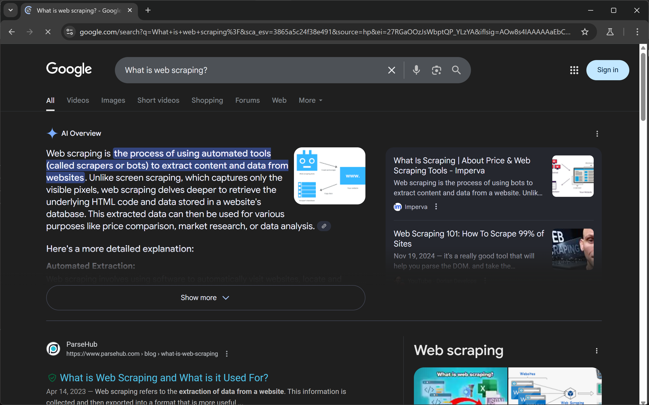 The Chromium window controlled by Playwright