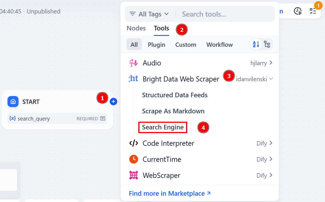 The Bright Data Search Engine tool