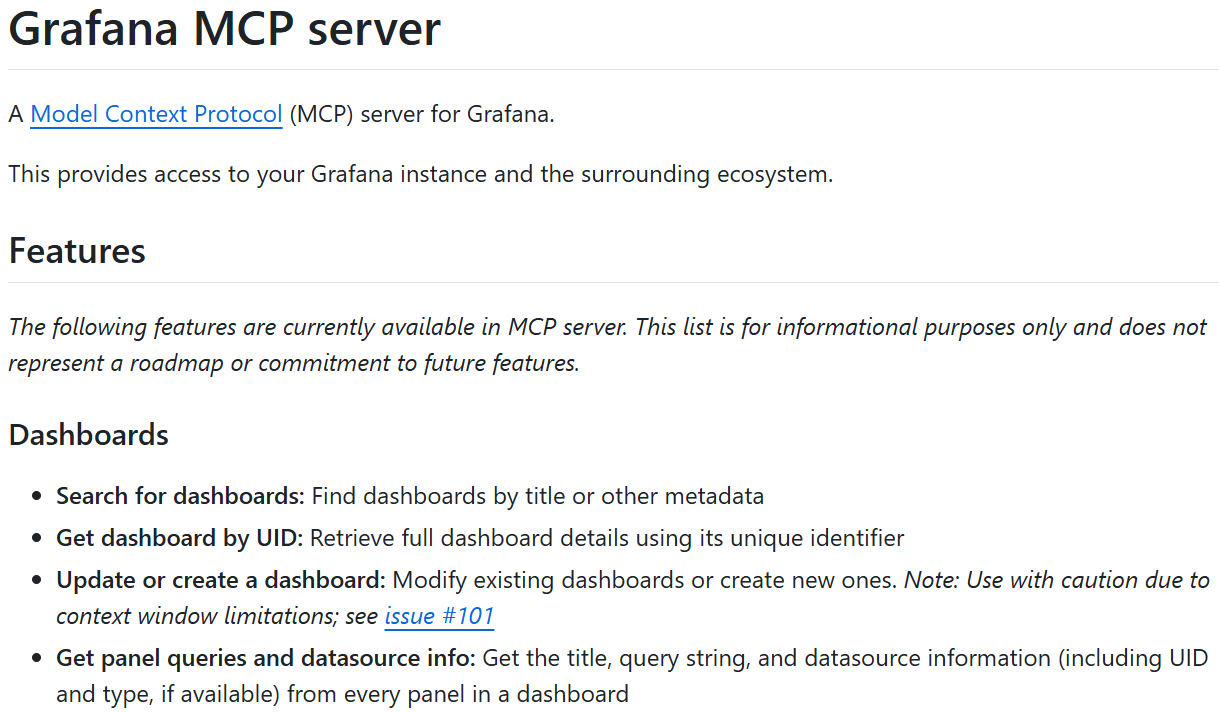 Grafana MCP server repository