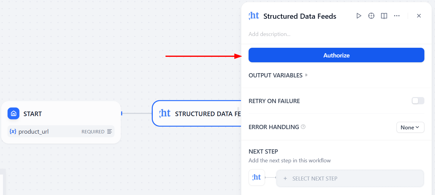 Inserting the Bright Data API token