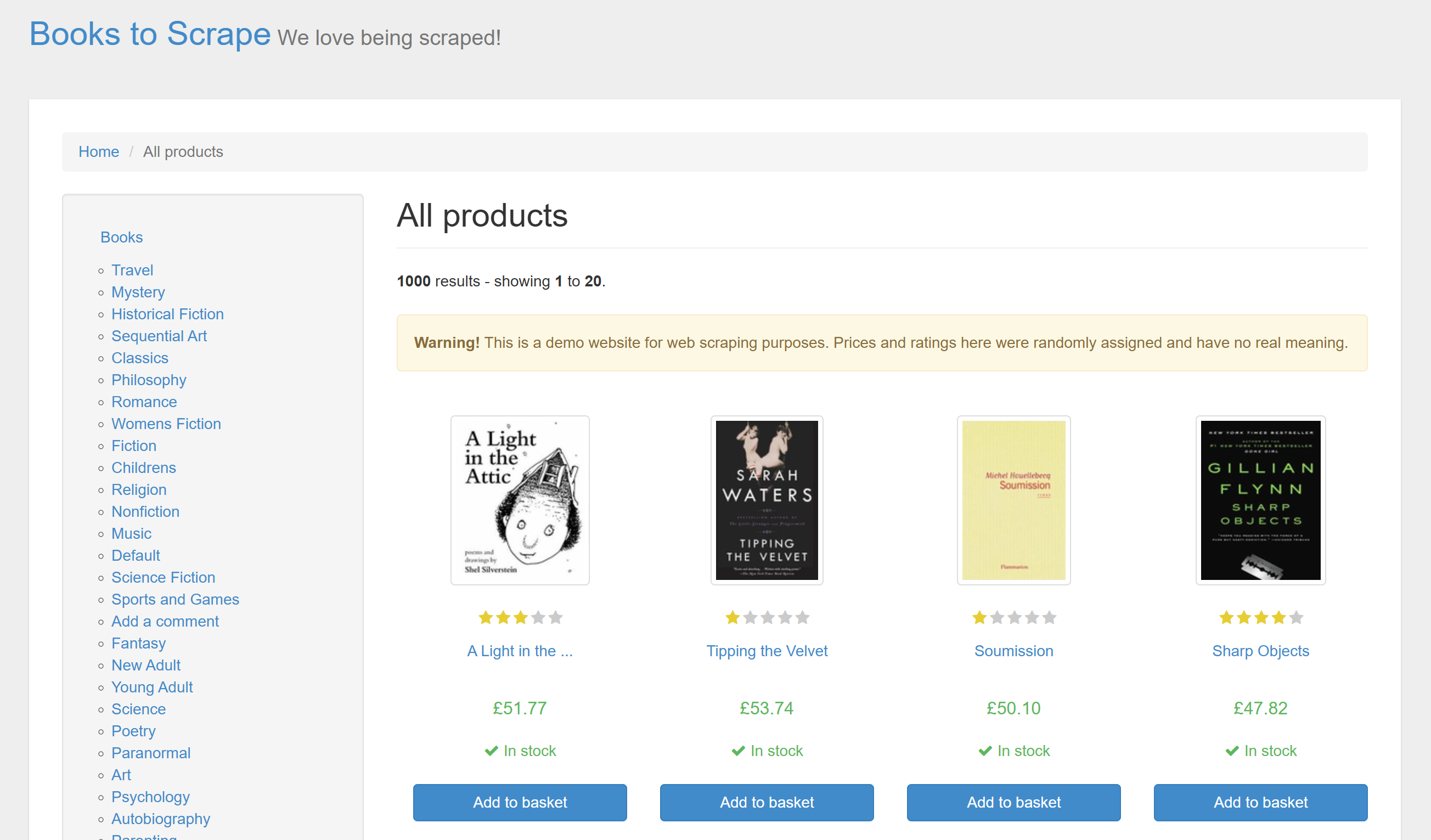 The target site “Quotes to Scrape”