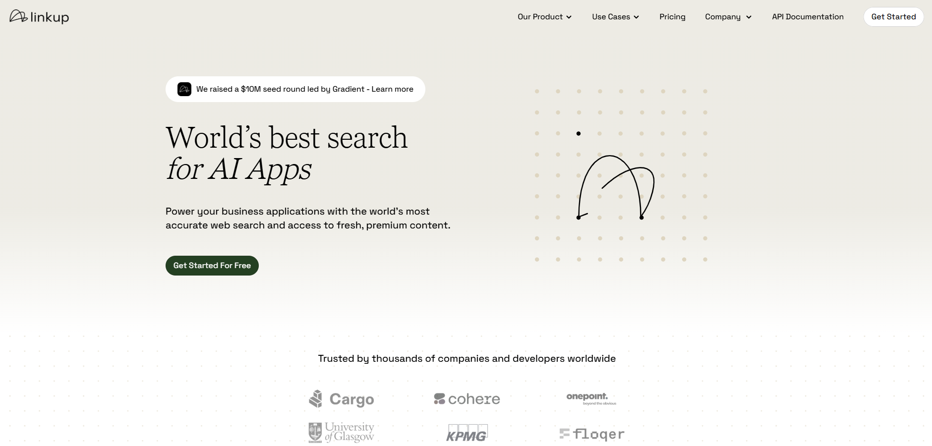 Linkup's homepage