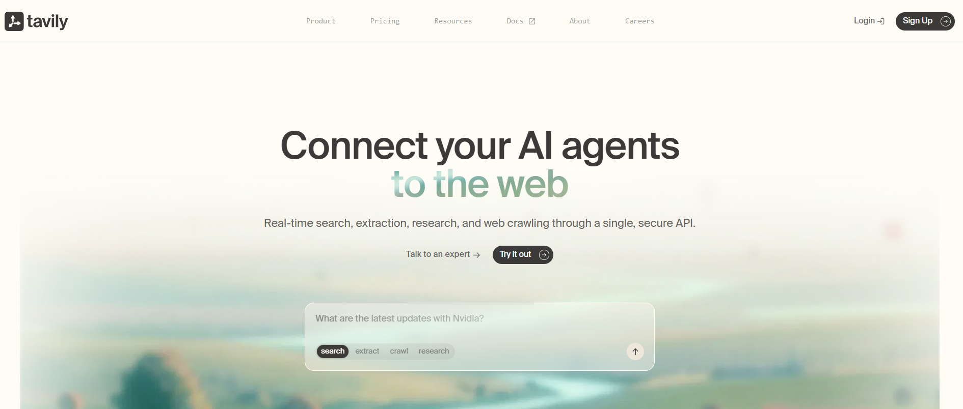 Tavily's homepage