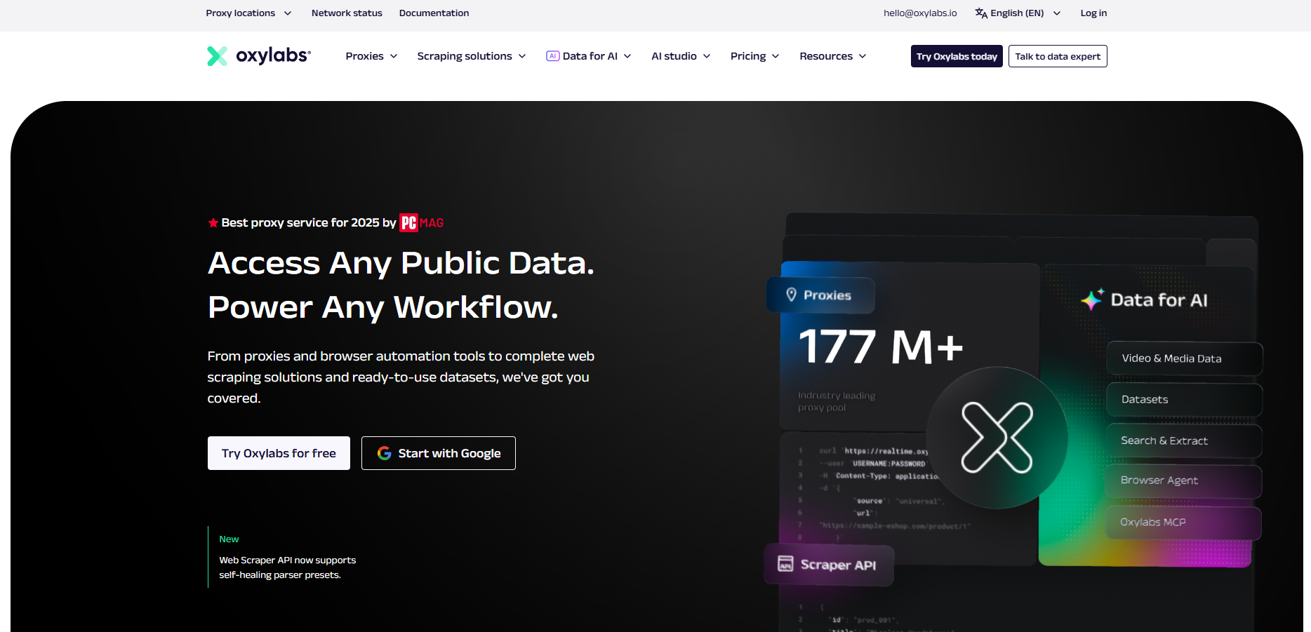 Oxylabs homepage